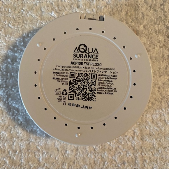 J. Cat Beauty Aqua Surance Compact Foundation Shade ACF108 Espresso 0.31 oz - Picture 5 of 5
